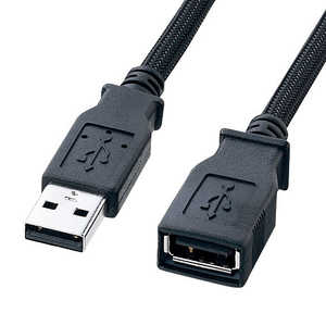 サンワサプライ ナイロンメッシュUSB延長ケーブル(USB Aコネクタオス-USB Aコネクタメス･2m･ブラック) KU20-NM20ENK