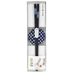 アオバ 箸&豆皿セット 食洗機対応 箸 約23cm 市松 53724 アオバ 箸&豆皿セット 食洗機対応 箸 約23cm 市松 53724