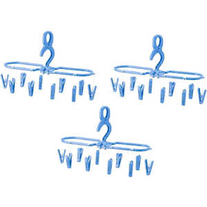 サワフジ 洗濯物干し ジーンズ＆小物干し3P(スカイブルー) JK-10C-3P