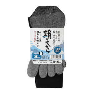 おたふく手袋 Ｓ－２９５絹のちから補強５本靴下３Ｐ　黒 S295