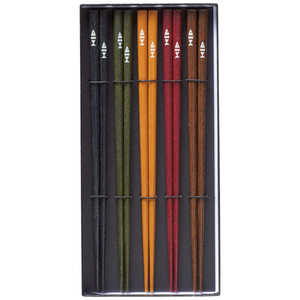 イシダ 5膳セット ボーダーフィッシュ 黒貼箱入 610490