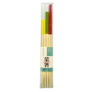 イシダ 箸 すべり止めハーフカラー菜箸3膳セット 536007
