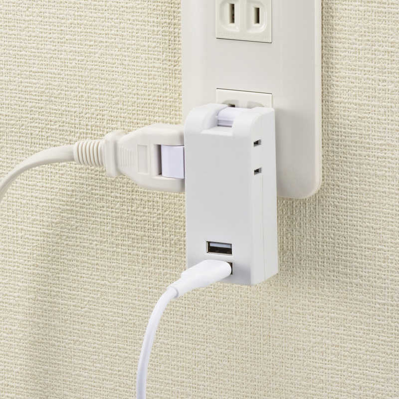 ORIGINALBASIC ORIGINALBASIC USB付き電源タップ ［直挿し /2個口 /スイッチ無 /2ポート］ 白 OBR-T202A-W OBR-T202A-W