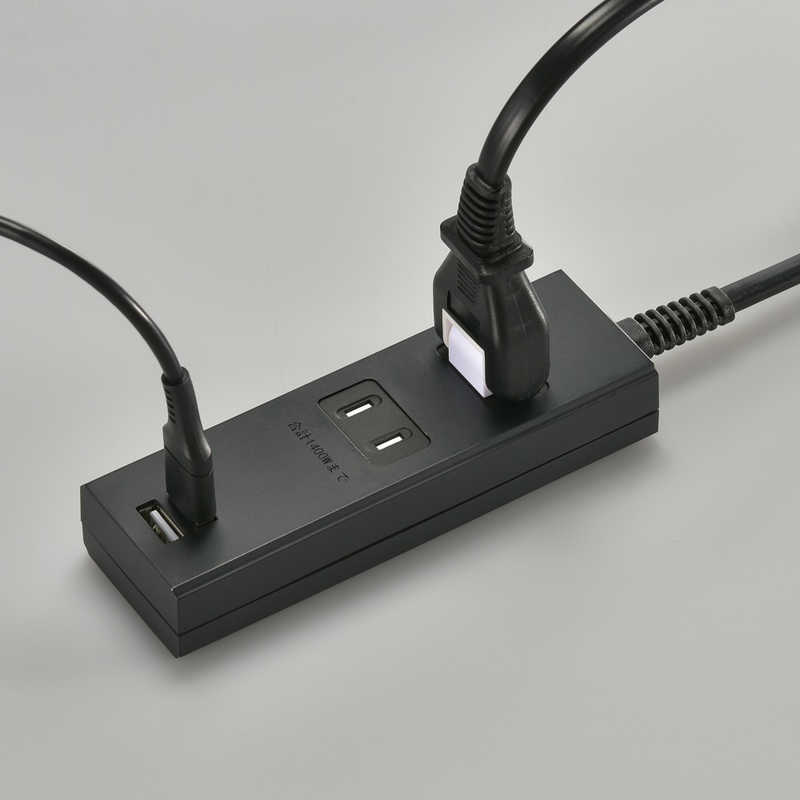 ORIGINALBASIC ORIGINALBASIC USB付き電源タップコード有り2個口2M2ポート ［2.0m /2個口 /スイッチ無 /2ポート］ 黒 OBR-T222A-K OBR-T222A-K