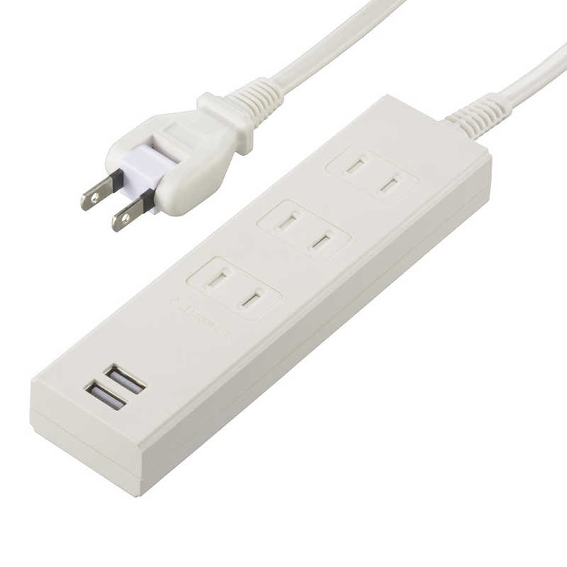 ORIGINALBASIC ORIGINALBASIC USB付き電源タップコード有り ［1.0m /3個口 /スイッチ無 /2ポート］ 白 OBR-T312A-W OBR-T312A-W