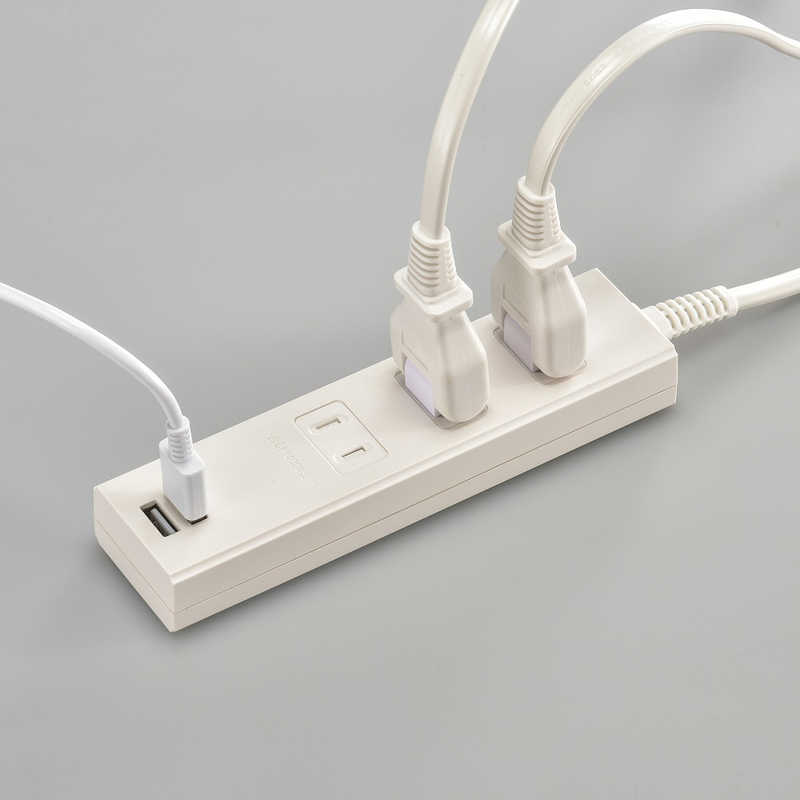 ORIGINALBASIC ORIGINALBASIC USB付き電源タップコード有り ［1.0m /3個口 /スイッチ無 /2ポート］ 白 OBR-T312A-W OBR-T312A-W