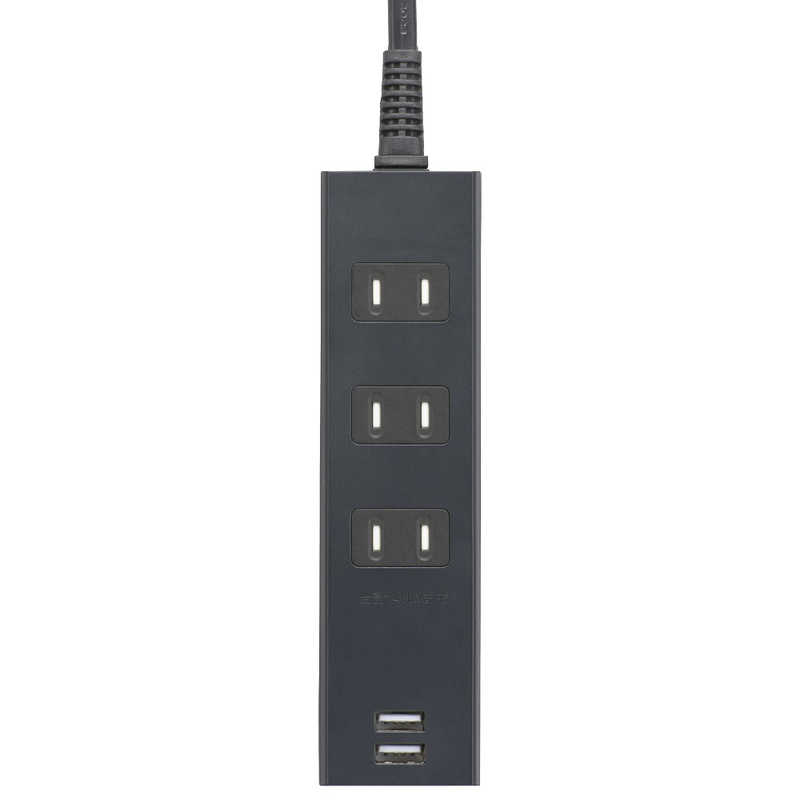 ORIGINALBASIC ORIGINALBASIC USB付き電源タップコード有り ［1.0m /3個口 /スイッチ無 /2ポート］ 黒 OBR-T312A-K OBR-T312A-K