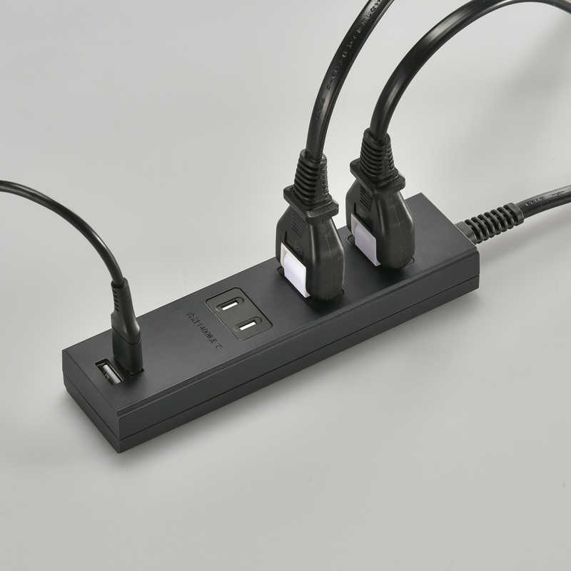 ORIGINALBASIC ORIGINALBASIC USB付き電源タップコード有り ［1.0m /3個口 /スイッチ無 /2ポート］ 黒 OBR-T312A-K OBR-T312A-K