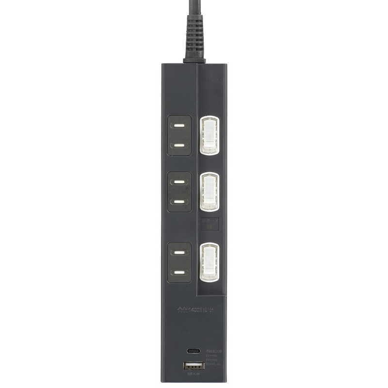 ORIGINALBASIC ORIGINALBASIC USB付き節電タップコード有りType-C付3個口1M2ポート ［1.0m /3個口 /スイッチ付き(個別) /2ポート］ 黒 OBB-TPK311AC-K OBB-TPK311AC-K