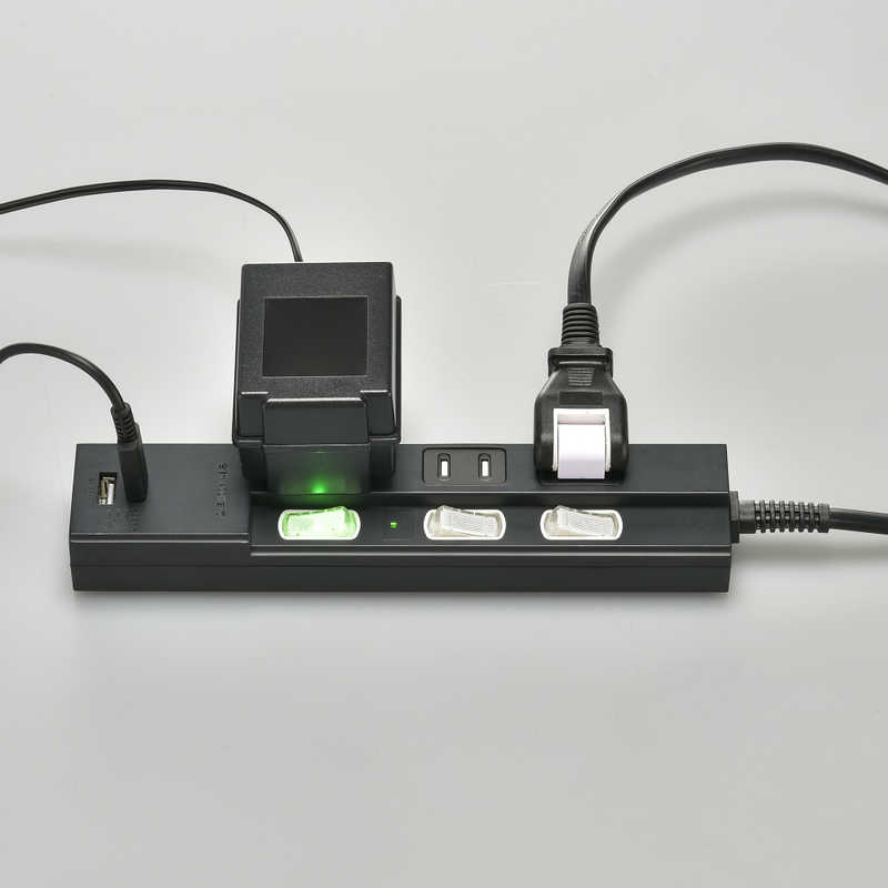 ORIGINALBASIC ORIGINALBASIC USB付き節電タップコード有りType-C付 ［2.0m /3個口 /スイッチ付き(個別) /2ポート］ 黒 OBB-TPK321AC-K OBB-TPK321AC-K