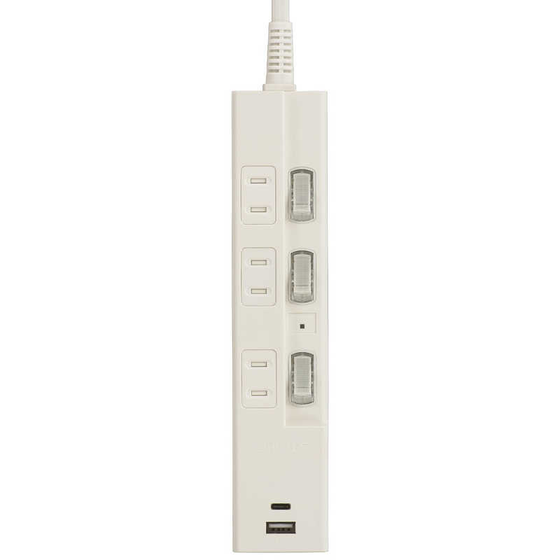 ORIGINALBASIC ORIGINALBASIC USB付き節電タップコード有りType-C付 ［3.0m /3個口 /スイッチ付き(個別) /2ポート］ 白 OBB-TPK331AC-W OBB-TPK331AC-W