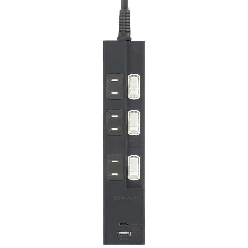 ORIGINALBASIC ORIGINALBASIC USB付き節電タップコード有りType-C付 ［3.0m /3個口 /スイッチ付き(個別) /2ポート］ 黒 OBB-TPK331AC-K OBB-TPK331AC-K