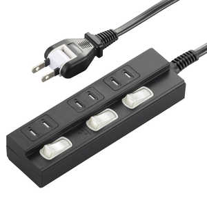 ビックアイデア 個別スイッチ付節電タップ3個口1m ［1.0m / 3個口 / スイッチ付き(個別)］ 黒 BIT-ST311K