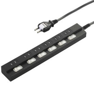 ビックアイデア 個別スイッチ付節電タップ6個口2m ［2.0m / 6個口 / スイッチ付き(個別)］ 黒 BIT-ST621K
