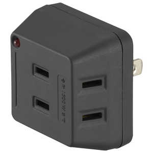 ビックアイデア 雷ガード付き電源タップ3個口 ［直挿し / 3個口 / スイッチ無］ 黒 BIT-CT31K