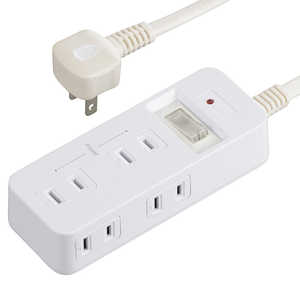 オーム電機 電源タップ ホワイト HS-TP62HS3-W オーム電機 電源タップ ホワイト HS-TP62HS3-W