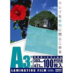 オーム電機 100ミクロンラミネーター専用フィルム(A3サイズ用・100枚) LAM-FA31003 オーム電機 100ミクロンラミネーター専用フィルム(A3サイズ用・100枚) LAM-FA31003
