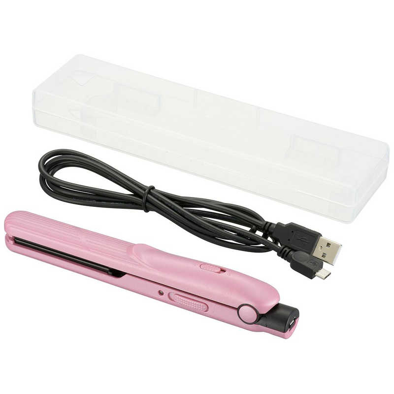 オーム電機 オーム電機 モバイルヘアアイロン(USB給電式) Iberis ピンク HB-HIUD-P HB-HIUD-P
