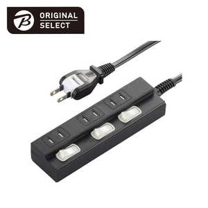 ORIGINALSELECT 個別スイッチ付節電タップ3個口2m 黒 HSBK-TPK32-K ORIGINALSELECT 個別スイッチ付節電タップ3個口2m 黒 HSBK-TPK32-K