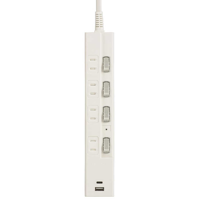 ORIGINALBASIC ORIGINALBASIC USB付き節電タップコード有りType-C付4個口2M2ポート ［2.0m /4個口 /スイッチ付き(個別) /2ポート］ 白 OBB-TPK421AC-W OBB-TPK421AC-W