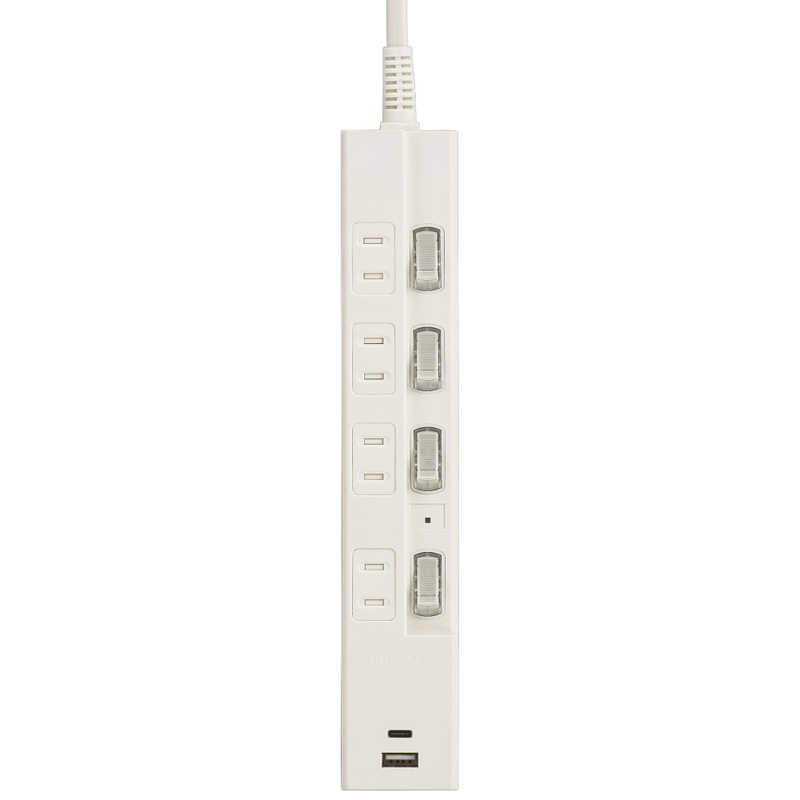 ORIGINALBASIC ORIGINALBASIC USB付き節電タップコード有りType-C付 ［2.0m /4個口 /スイッチ付き(個別) /2ポート］ 白 OBB-TPK421AC-W OBB-TPK421AC-W