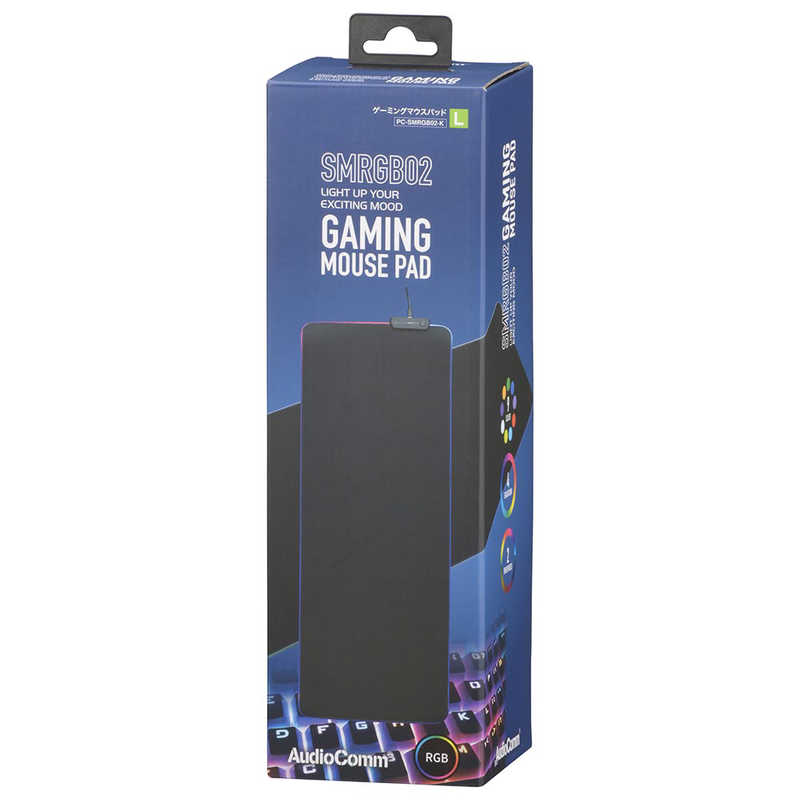オーム電機 オーム電機 ゲーミングマウスパッド イルミネーション付き Lサイズ AudioComm ブラック PCSMRGB02K PCSMRGB02K