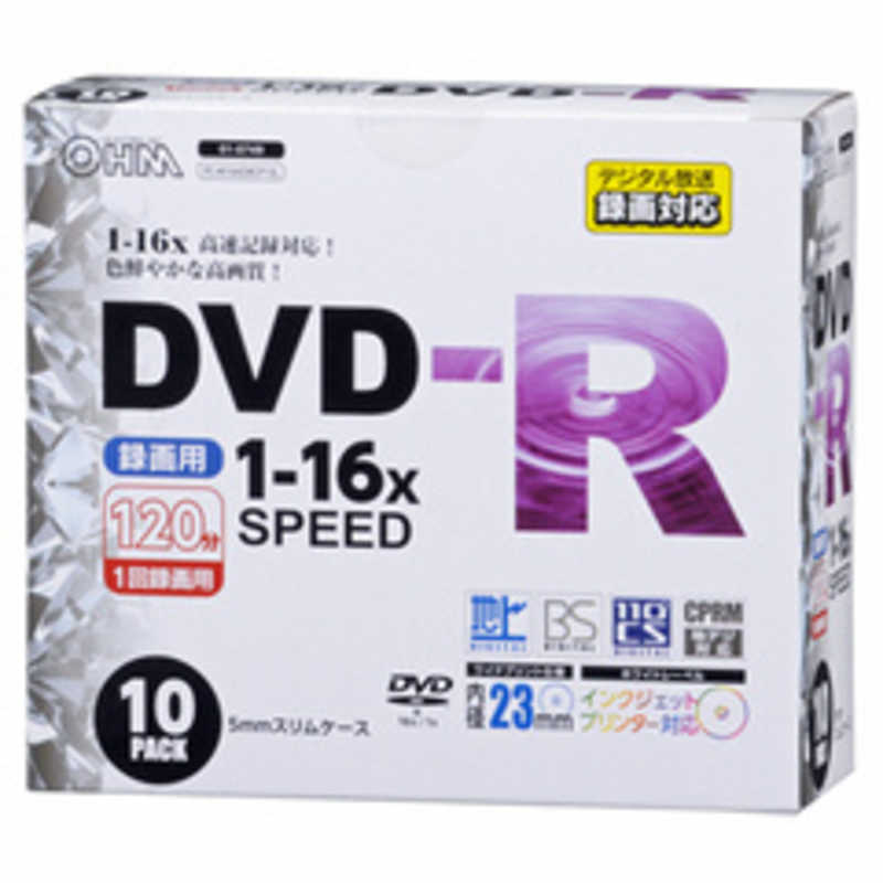 オーム電機 オーム電機 DVD-R 16倍速対応 録画用 10枚 スリムケース入 PCM16XDRCP10L PCM16XDRCP10L