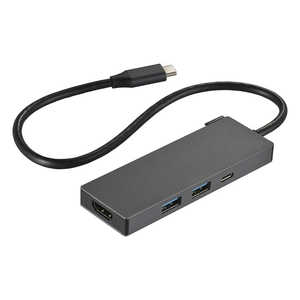 オーム電機 映像変換アダプタ ［USB-C オス→メス HDMI /USB-Ax2＋USB-Cメス給電 /USB Power Delivery対応 /100W］ 4K対応(Mac/Windows) PC-SHMPC11-H