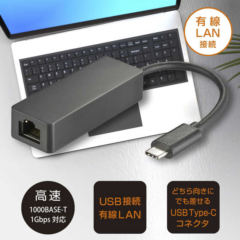 オーム電機 オーム電機 LAN変換アダプタ ［USB-C オス→メス LAN］ 1Gbps対応(Mac/Windows11対応) PC-SHL13-K PC-SHL13-K