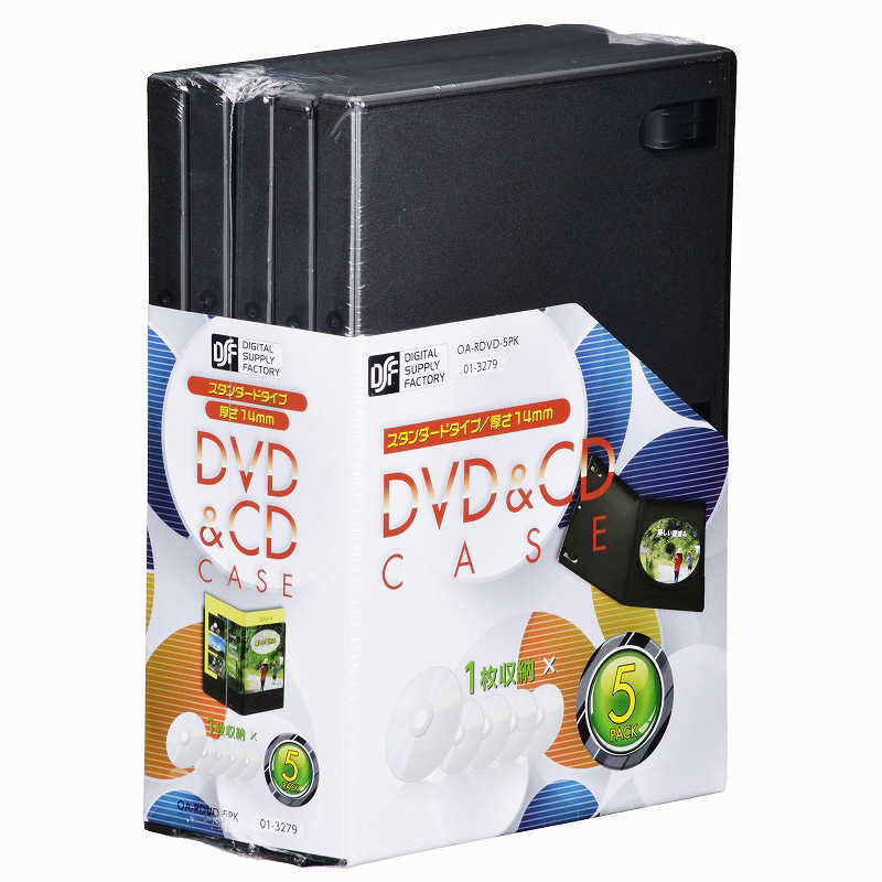オーム電機 オーム電機 DVD/CDケース 1枚収納×5パック 14mm OARDVD5PK OARDVD5PK