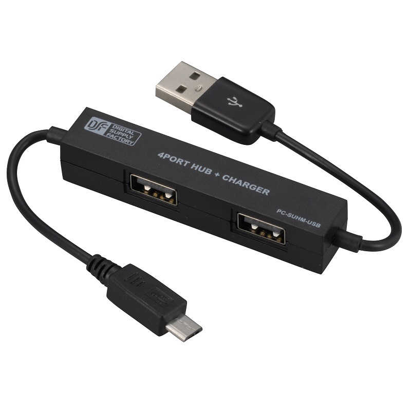オーム電機 オーム電機 USB-Aハブ+micro USBスマホ充電 [USB2.0対応 /4ポート /バスパワー] PC-SUHM-USB PC-SUHM-USB