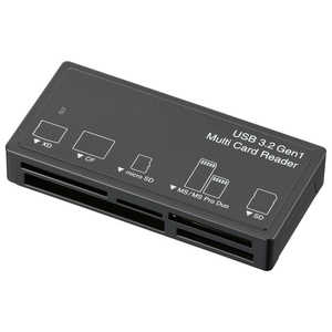 オーム電機 マルチカードリーダー 55メディア対応 USB3.2Gen1 ブラック PCSCRWU304K