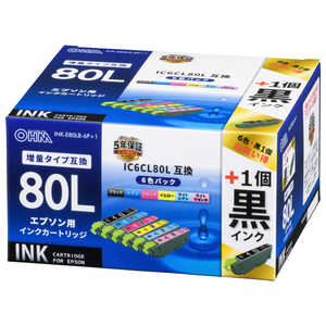 オーム電機 互換プリンターインク ［エプソン IC6CL80L］ 6色入 INKE80LB6P+1