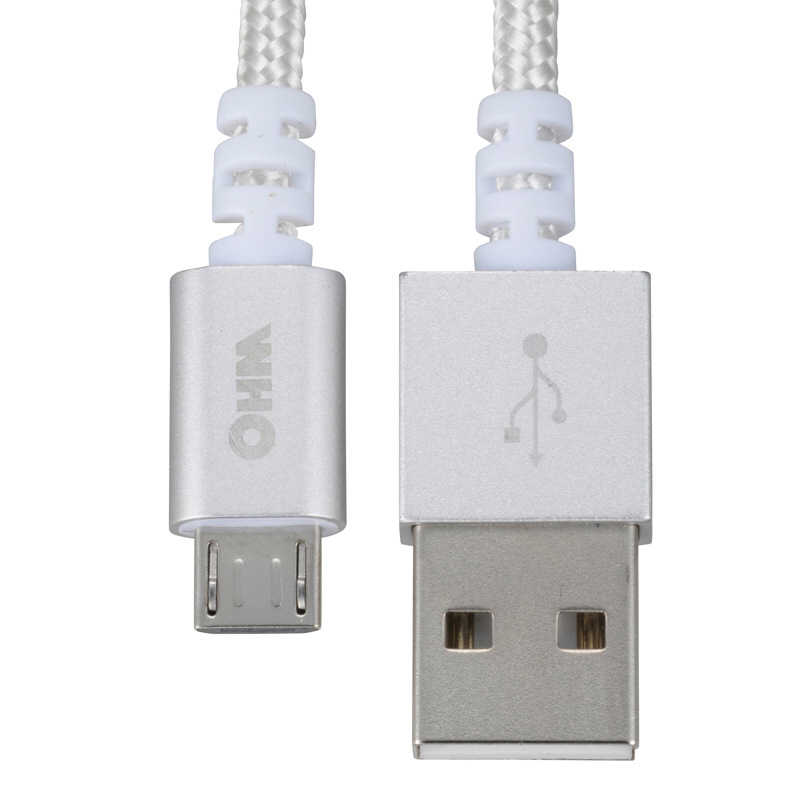 オーム電機 オーム電機 0.15m[USB-A ⇔ micro USB]ケーブル 充電･転送 2.4A シルバー SMT-L015TH-S SMT-L015TH-S