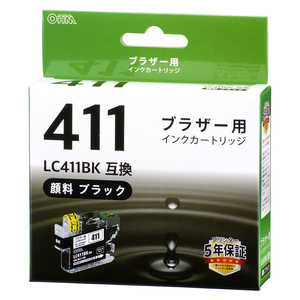 オーム電機 ブラザー互換インク LC411BK 顔料ブラック INK-B411-BK