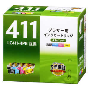 オーム電機 ブラザー互換インク LC411 4色パック INK-B411-4P