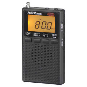 オーム電機 DSPポケットラジオ AM/FMステレオ AudioComm ［ワイドFM対応 /AM/FM］ ブラック RAD-P300S-K