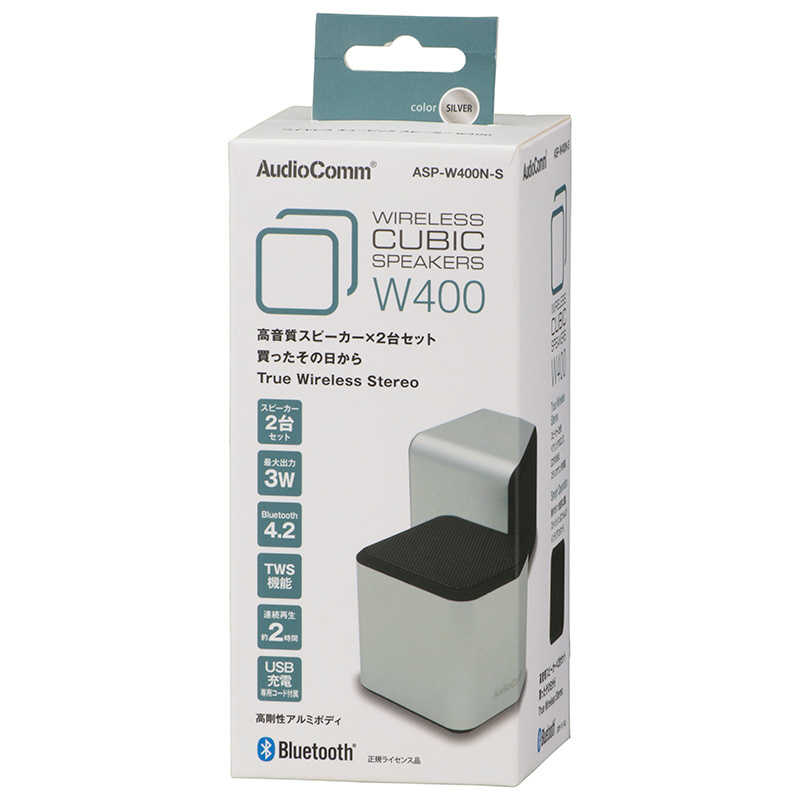 オーム電機 オーム電機 Bluetoothスピーカー AudioComm シルバー  ASP-W400N-S ASP-W400N-S