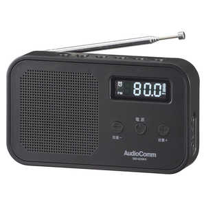 オーム電機 2バンドハンディラジオ AudioComm ［ワイドFM対応 /AM/FM］ ブラック RAD-H225N-K