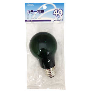 オーム電機 白熱カラー電球 40W グリーン［E26 /一般電球形 /緑色 /1個］ LBPS5640CG