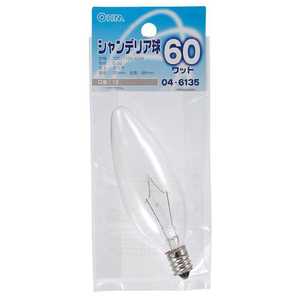 オーム電機 シャンデリア球(電球60W形 1個入・口金E12) LB-C2260-C クリア オーム電機 シャンデリア球(電球60W形 1個入・口金E12) LB-C2260-C クリア