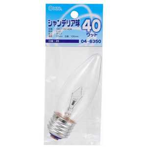 オーム電機 シャンデリア球(電球40W形・1個入・口金E26) LB-C7640-C クリア オーム電機 シャンデリア球(電球40W形・1個入・口金E26) LB-C7640-C クリア