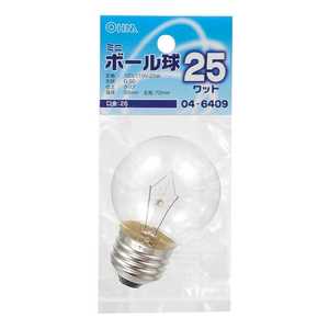 オーム電機 ミニボｰル球(電球25W形･1個入･口金E26) LB-G5625-C