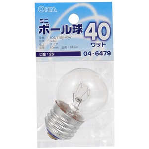 オーム電機 電球 ミニボール球 クリア [E26 /電球色 /1個 /ボール電球形] LB-G4640-C