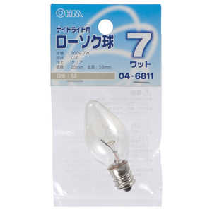 オーム電機 ロ?ソク球 ナイトライト用 7W E12 クリア LB-C7207-C オーム電機 ロ?ソク球 ナイトライト用 7W E12 クリア LB-C7207-C