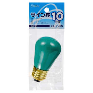 オーム電機 電球 サイン球 グリーン [E26 /緑色 /1個] LB-ST4610-G