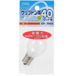 ＜コジマ＞ オーム電機 オーム 電球 ミニクリプトン球 ホワイト [E17 /電球色 /1個 /一般電球形] ホワイト LBPS3740KW