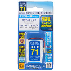 オーム電機 コードレス電話機用充電池 高容量タイプ TEL-B71 オーム電機 コードレス電話機用充電池 高容量タイプ TEL-B71