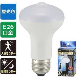 オーム電機 LED電球 レフランプ形 E26 40形相当 人感明暗センサｰ付 昼光色 LDR5D-W/S9