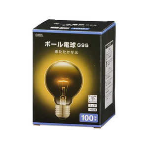 オーム電機 ボール電球 E26 100W形 G95 クリア ［E26 /ボール電球形 /100W相当 /電球色 /1個 /全方向タイプ］ LBG9695KCN